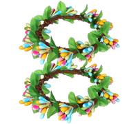 TOVINANNA 2 Pièces Couronne de Pâques Décorative en Métal Feuilles Artificielles et Baies, Guirlande Créative Chic pour Décoration de Mariage ou Vitrine
