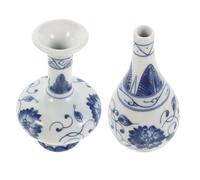 TOVINANNA 2 Pièces Vase à Fleurs Chinois Vase Oriental Vintage en Céramique Bleu et Blanc pour Fleurs et Plantes Hydroponiques Décoration de Salon et Bureau