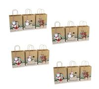TOVINANNA 24 Paquet en Papier Kraft à Fond Carré, Paquet Présents Pratiques et Légers, Design de Noël Motifs Animaux, pour Emballage et Shopping de Noël Style Aléatoire