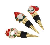 TOVINANNA 3 Pièces Bouchon de Vin Père Noël en Alliage de Zinc, Scelleur Hermétique Décoratif pour Bouteilles, pour Fêtes de Noël et Décoration de Table Festive