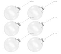 TOVINANNA 6 Pièces Boule de Noël Transparente en Pet 10cm à Remplir, Ornement Plat Polyvalent Effet Lumineux pour Décoration de Mariage et Artisanat DIY