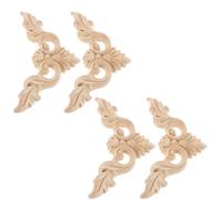 TOVINANNA Applique en Bois Sculpté Beige pour Meubles, Décorative Peindre, 4 Pièces, pour Décorer Portes et Intérieur Maison