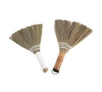 TOVINANNA Balai Souple en Paille Tressée Main, Grand Modèle Manches Jaune et Blanc, Lot de 2 Balais pour Sols en Bois et Surfaces, Adapté Nettoyage Domestique et Extérieur