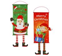 TOVINANNA Bannière de Noël en Tissu 2 Pièces pour Décoration Murale Extérieure et Intérieure, Motif Festif Joyeux Noël, Matériau Pet, pour Jardin et Bureau