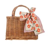 TOVINANNA Boîte Décorative en Rotin Tressé avec Poignée Classique, Panier Polyvalent Respirant pour Stockage et Mariages, Accessoire Élégant avec Ruban