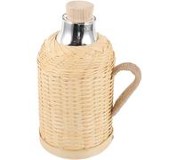 TOVINANNA Bouilloire Isotherme Rétro en Verre et Bambou pour Usage Intérieur et Extérieur 1,3l Facile à Nettoyer et Utiliser