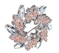 TOVINANNA Broche Femme en Strass Rose Doré, Épingle de Col Décorative pour Robe de Mariée, Accessoire Élégant pour Mariage et Soirée, Broche Pull Scintillante Design Luxe, Bijou Vêtement