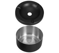 TOVINANNA Cendrier en Acier Inoxydable avec Couvercle, Coupe-Vent et Design Rond, pour Usage Intérieur, Style Classique et Fonctionnel