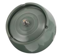 TOVINANNA Cendrier en Céramique avec Couvercle Anti-Odeur et Coupe-Vent, Design Chinois Traditionnel, Facile à Nettoyer, pour Table Intérieure et Terrasse Extérieure