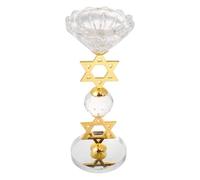 TOVINANNA Chandelier de Hanoukka Étoile à Six Branches en Cristal et Métal | Or, Style Vintage, Décor de Table Festif, Ambiance Chaleureuse pour Usage Quotidien