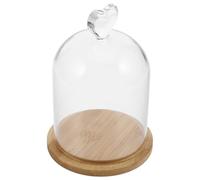 TOVINANNA Cloche en Verre Transparente avec Socle en Bois Bambou, Dôme Décoratif pour Bougie Parfumée et Fleurs Séchées, Accessoire Élégant pour Décoration Intérieure et Ambiance Cosy