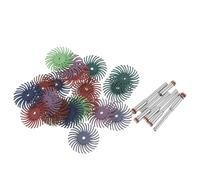 TOVINANNA Disques à Poils Radiaux 1 Pouce 27 Pièces avec Arbre 3 Mm pour Nettoyage et Finition de Métal, Kit Roue à Brosses Abrasives Multifonction pour Mini Ponceuse, Adapté pour Perçage