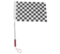 TOVINANNA Drapeau de Course Noir et Blanc en Polyester Poteau en Acier Inoxydable, Résistance Vent Améliorée et Installation Facile pour Événements Mini Racing