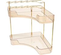 TOVINANNA Étagère d'angle Double Niveau en Métal et Pet pour Salle de Bain Organisateur de Rangement Pratique Design Simple et Fonctionnel pour Toilette et Maquillage