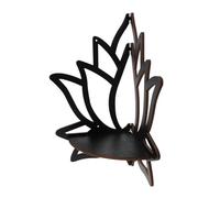 TOVINANNA Étagère Murale d'angle en Bois Foncé de Lotus Motif Ajouré Sculpté, Support Décoratif Flottant et Porte-Bougie pour Décoration Intérieure Élégante