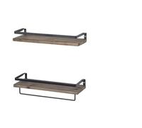 TOVINANNA Étagère Murale en Fer et Bois Marron, Rangement Décoratif | Montage Facile, Retrait Simple, pour Petits Objets, Salon ou Bureau, Compatible Jardinière Tube