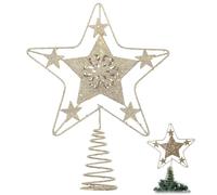 TOVINANNA Étoile Pentagramme en Fer Doré pour Sapin de Noël, Décoration Classique et Délicate, Facile à Poser pour Orner la Partie Supérieure du Sapin Lors des Fêtes