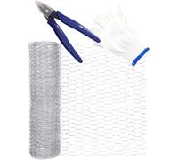 TOVINANNA Filet de Clôture à Mailles Hexagonales Galvanisé 0,4m X 5m Pince Coupante et Moufles, Grillage à Poules Solide pour Jardinage, Bricolage et Protection D’Animaux