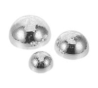 TOVINANNA Lot de 3 Boules Disco Demi-Sphères en Verre Miroir Argenté Autocollantes, Décoration Murale Adhésive pour Ambiances Festives et Soirées à Thème Disco