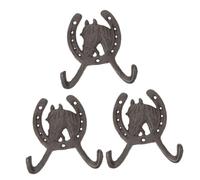 TOVINANNA Lot de 3 Crochets Muraux en Fer à Cheval en Fer Forgé 123×12 CM Support Mural Multifonction pour Vêtements Chapeaux et Accessoires Patères Décoratives pour Maison et Jardin