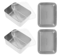 TOVINANNA Lot de 4 Boîtes Alimentaires Inox 304 avec Couvercle | Bacs de Conservation Hermétiques 13,5x10,5cm pour Fruits et Fromage, Récipients Repas sans Odeur pour Repas en extérieur
