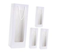 TOVINANNA Lot de 4 Paquet à Vin Kraft Blancs avec Fenêtre Transparente et Poignée Porte-Bouteilles de Vin Standard pour Présent pour Noël et Anniversaires et Fêtes Paquet de Conservation