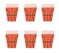 TOVINANNA Lot de 6 Boîtes en Papier à Popcorn Sportives, Motif Basketball, Format Moyen, Boîte à Friandises Récipients pour Goûter, pour Anniversaire, Fêtes et Soirées Cinéma