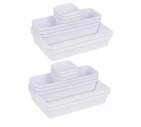 TOVINANNA Organisateur Tiroir 16 Pièces Blanc, Boîte de Rangement Modulable pour Cosmétiques, Plastique Facile à Nettoyer, Séparateurs Ajustables 24x16x9 Cm, Salle de Bain et Bureau