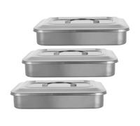 TOVINANNA Plateau en Acier Inoxydable 201 sans Perforation 24x16,5x5 Cm avec Couvercle, Boîte de Rangement 3 Pièces pour Instruments de Beauté Professionnels, Accessoire Manucure