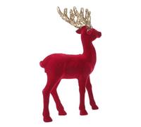 TOVINANNA Sculpture de Renne de Noël Rouge Texture Veloutée, Décoration de Table Compacte et Portable Intérieur Festif et Élégant en Hiver