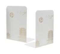 TOVINANNA Serrage-Livres en Acier Inoxydable Blanc 2pcs Angle Réglable et Résistant Déformation, Support Élégant pour Bureau et Étagères, Style Chinois Moderne