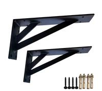tow000ack 2x Equerre Etagere Murale,Supports D'étagère Flottants pour Charge Lourde,Supports Triangulaires Angulaires Droits de 90 Degrés,pour Garage,Cuisine,Chambre,avec Vis,Noir (50cm)