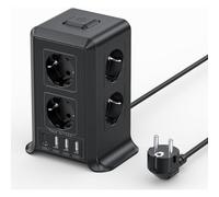 Tower Power Strip Surge Arrester And Surge, 5 M Power Adapter With 4 Usb Ports And 8 Sockets, For Office And Home