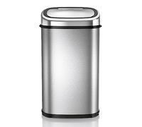 Tower T80901 Poubelle Automatique - Poubelle à Capteur en Acier Inoxydable avec Fermeture Automatique en Douceur, Commande Manuelle - Poubelle Cuisine de 58 L -Argenté