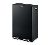 Tower T838023BLK Poubelle de recyclage à pédale avec deux compartiments de 30 l, deux seaux intérieurs, corps en acier au carbone, 60 L, noir