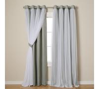 TOWN & COUNTRY LUXE Exclusive Home Catarina Paire de Rideaux Unis superposés à œillets, occultants et voilages, 132,1 x 304,8 cm, Gris Doux