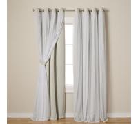 Town & Country Luxe Exclusive Home Catarina Paire de Rideaux Unis superposés à œillets, Rideaux occultants et voilages, 132,1 x 243,8 cm, Gris Nuage