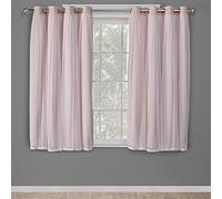 Town & Country Luxe Exclusive Home Catarina Paire de Rideaux Unis superposés à œillets, Rideaux occultants et voilages, 132,1 x 160 cm, Rose poudré