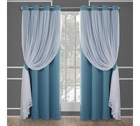 Town & Country Luxe Exclusive Home Catarina Paire de Rideaux Unis superposés à œillets, Rideaux occultants et voilages, 132,1 x 213,4 cm, Turquoise