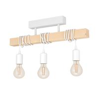 Eglo Plafonnier TOWNSHEND 3 lampes vintage industriel acier et bois blanc/marron E27