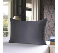 townssilk Taie d'oreiller en Soie, 100% Soie de mûrier Naturelle 19 Momme, Deux Faces en Soie, certifiée Oeko-Tex, Douce pour la Peau et Les Cheveux, 1 unité,50x60cm,Gris Foncé