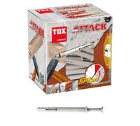 Tox 017102271 Cheville à Frapper Attack 8 x 120 mm, 50 pièces Gris | Pour les composants en bois en pierre pleine et perforée, montage rapide à encastrer, 017102271