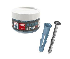 TOX Aqua Stop Pro, cheville d’étanchéité polyvalente 8/50 pour fixation aux murs et sols carrelés, en plastique spécial PEHD, avec vis 6x70 mm