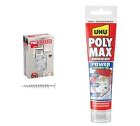 TOX Chevilles pour isolation thermique - 85 mm - Chevilles sans pré-perçage - 50 chevilles & UHU Colle de montage Poly Max Transparent Express, 115 g en tube 47845