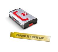TOX L-BOXX Mini jeu de vis hexagonales M5 DIN 933 (300 pièces) + règle de 2 m en jaune avec impression, vis à métaux M5 en 6 tailles dans une boîte de rangement, 094909165