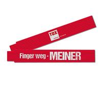 TOX Mètre pliant 2m en rouge - Mètre pliant avec impression Finger Weg Meiner - Mètre pliant en bois de hêtre avec fonction de mesure d'angle et chiffres décimaux colorés - 9969006-1 pièce