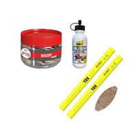 TOX Set biscuits bois P10 (60 pcs), biscuits hêtre pour connexions solides, 2 crayons jaunes et colle bois inclus, idéal pour meubles, travaux bois, bricolage, 015909006