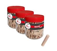 TOX Set chevilles bois Boltfix (430 pcs), tailles 6/30, 8/40, 10/40, liaisons bois fiables, boîte ronde, 015909004