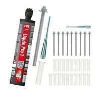 TOX Set de fixation chimique lourde avec 1x mortier composite Liquix Pro 1 sans styrène 280 ml, 10x tiges filetées Stix-VZ M8x110, 20x tamis Liquix Sleeve 12x80 mm, 31 pcs, 084909260