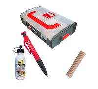 TOX Set L-BOXX Mini Wood + easyMarx, avec chevilles bois 6/30, 8/40, 10/40, colle, forets et butée profondeur, marqueur, boîte robuste pour menuiserie mobile et atelier, 094909176